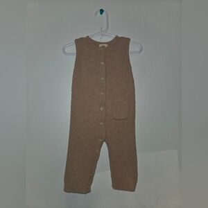 7AM Cozy Tan Button-Up Baby Sleeveless Romper 6-9 Months